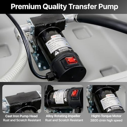 Kit de bomba de transferencia de caja de combustible portátil 10GPM/40LPM (solo para diesel) Heavy Duty Eléctrica autocebante DC 12V abrazaderas de cocodrilo incluye boquilla manual de