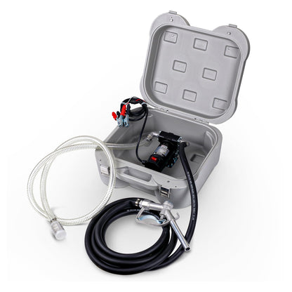 Kit de bomba de transferencia de caja de combustible portátil 10GPM/40LPM (solo para diesel) Heavy Duty Eléctrica autocebante DC 12V abrazaderas de cocodrilo incluye boquilla manual de