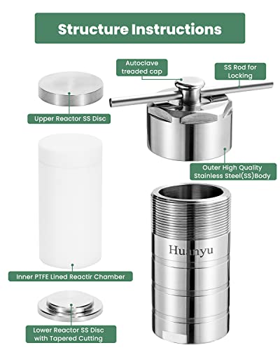Hydrothermal Synthesis Autoclave Reactor with PTFE lined vessel for lab (Customizable) (100ml)