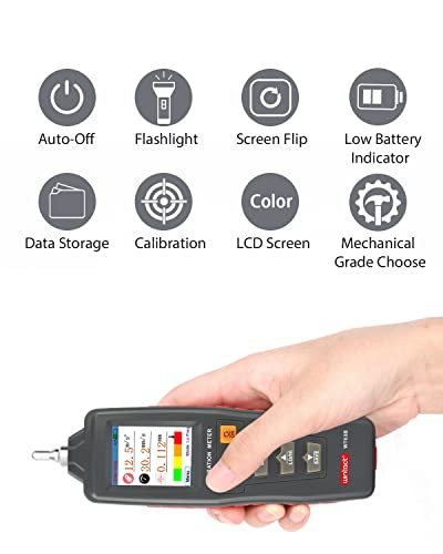 Wintact Medidor de vibración mecánico digital de mano, 0.01 ~ 199.9 mm/s, medidor de analizador de vibración mecánico, aceleración, velocidad, medición de desplazamiento para HVAC, motores, generadores