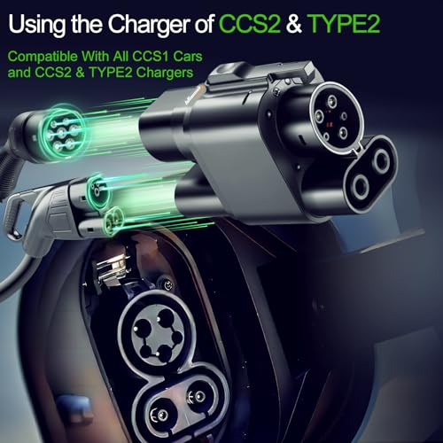 Adaptador CCS2 a CCS1 Adaptador EV Cargador Adpater, DC 1000V 250A CCS2 a CCS1 Enchufe Adaptador de Carga de Coche Conector de Cargador EV
