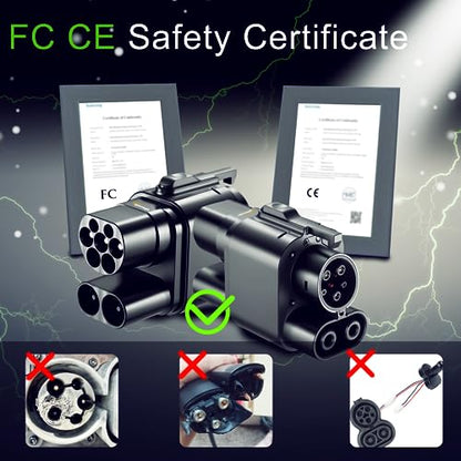 Adaptador CCS2 a CCS1 Adaptador EV Cargador Adpater, DC 1000V 250A CCS2 a CCS1 Enchufe Adaptador de Carga de Coche Conector de Cargador EV