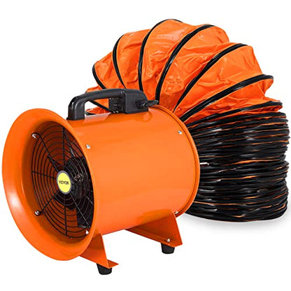 VEVOR Ventilador de ventilador utilitario, 12 pulgadas, 520 W, 2295 CFM, ventilador de alta velocidad con manguera de conducto de 32.8 pies, ventilador de ventilación portátil, extractor de humos para