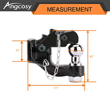 Gancho de perno de 10 toneladas para enganches de remolque, gancho receptor, bola de enganche de 2 pulgadas con kit de montaje, 7000 libras