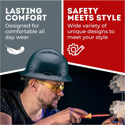 Acerpal Casco duro OSHA con diseño de fibra de carbono ventilada de ala completa con suspensión de 6 puntos (opciones 1)