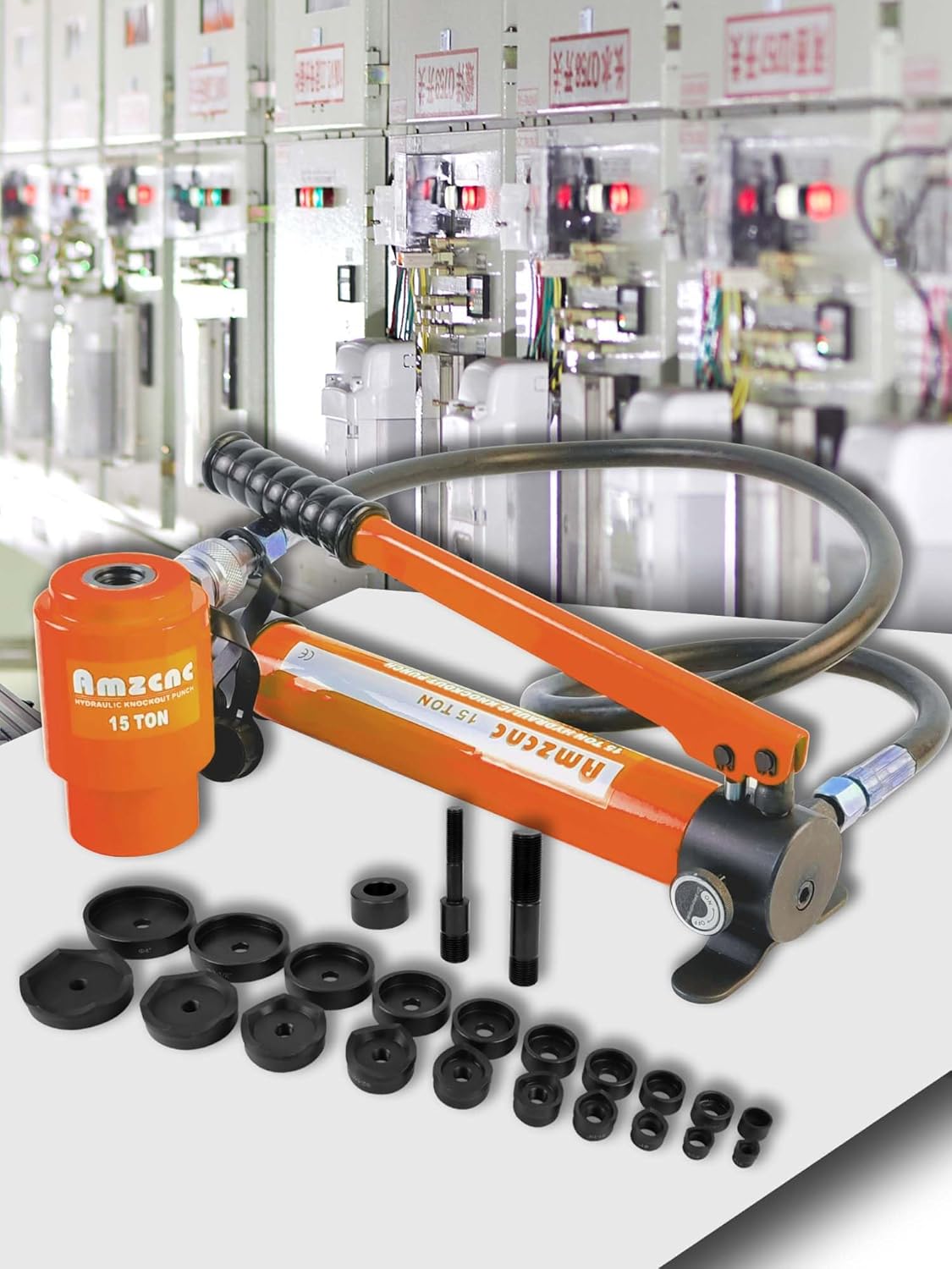 Kit de perforadora hidráulica de 15 toneladas de 1/2 pulgadas a 4 pulgadas, herramienta de perforadora manual con 10 troqueles (15T (1/2 "~ 4")