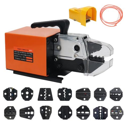 Herramienta de prensado neumática multifunción, crimpadora neumática AM-10, crimpadora de alambre accionada por aire, adecuada para muchos tipos de terminales con 14 juegos de troqueles