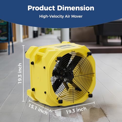 ALORAIR Air Mover - Secador de suelo con ventilador axial de 3000 CFM, secadora de alfombras industrial de alta velocidad, apilable, cadena de margarita, para restauración de daños por agua 	Zeus Extreme