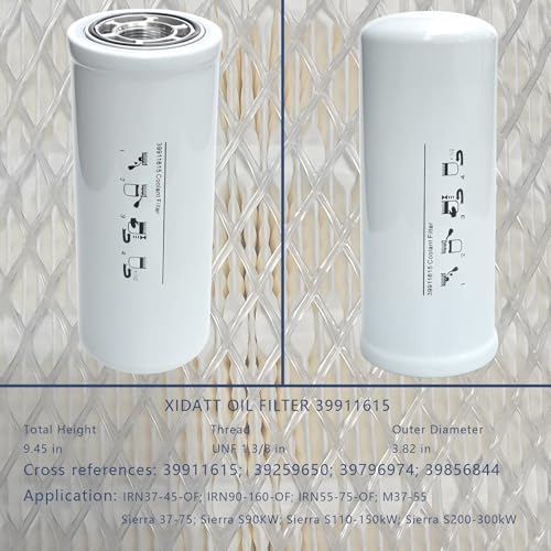 39911615 Filtro de refrigerante compatible con compresor de aire IRN37-45, filtro de aceite de repuesto 39259650 39796974 39856844