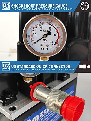 AMZCNC Bomba hidráulica eléctrica de 2 etapas de acción única 110 V 10 K psi (10000 psi)