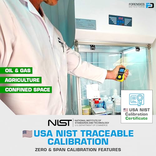 Monitor H2S de Forensics | Calibración y certificado NIST de Estados Unidos | A prueba de polvo y explosiones | Recarga USB | Alarmas de sonido, luz y vibración | 0-100 ppm H2S | ‎FD-90A-H2S