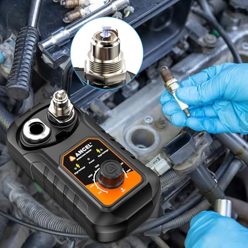 ANCEL SP21 - Probador de bujías ANCEL SP21 Probador de encendido de motor automotriz de 0 a 6000 rpm, herramienta de probador de chispas para vehículos de 12 V, enchufe de bujía de doble orificio