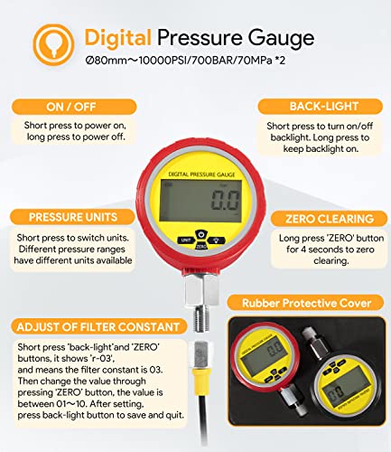 Kit de acoplamiento de prueba de presión hidráulica 70DC Adecuado para la mayoría de las excavadoras de la marca de Estados Unidos, europeas, japonesas, Suecia