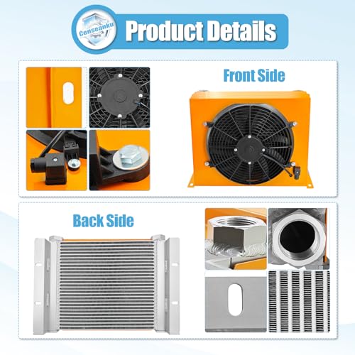 AH1490T-CA DC12V 250L/min Ventilador Enfriador de aceite hidráulico Enfriador de aire hidráulico Refrigerado por aire Radiador de aceite Reemplazar # AH1490T