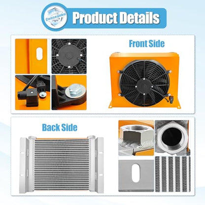 AH1490T-CA DC12V 250L/min Ventilador Enfriador de aceite hidráulico Enfriador de aire hidráulico Refrigerado por aire Radiador de aceite Reemplazar # AH1490T