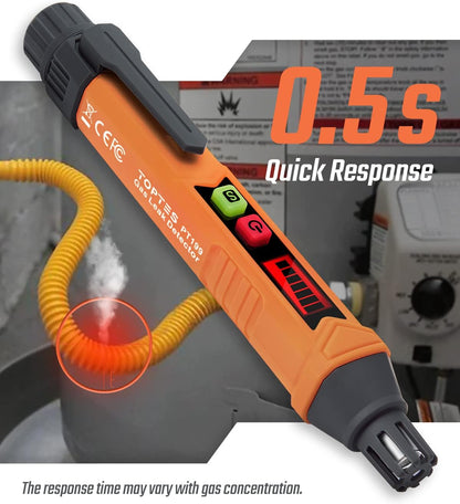 PT199 Detector de fugas de gas natural con alarma audible y visual, sniffer de gas portátil para localizar fuentes combustibles como metano, propano para el hogar (incluye batería x2), naranja
