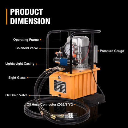 LCyindu - Bomba eléctrica hidráulica de 8.4 cuartos de galón, válvula solenoide de doble efecto de 8 litros, paquete de energía hidráulica, bomba portátil eléctrica, cilindro DB075-D2