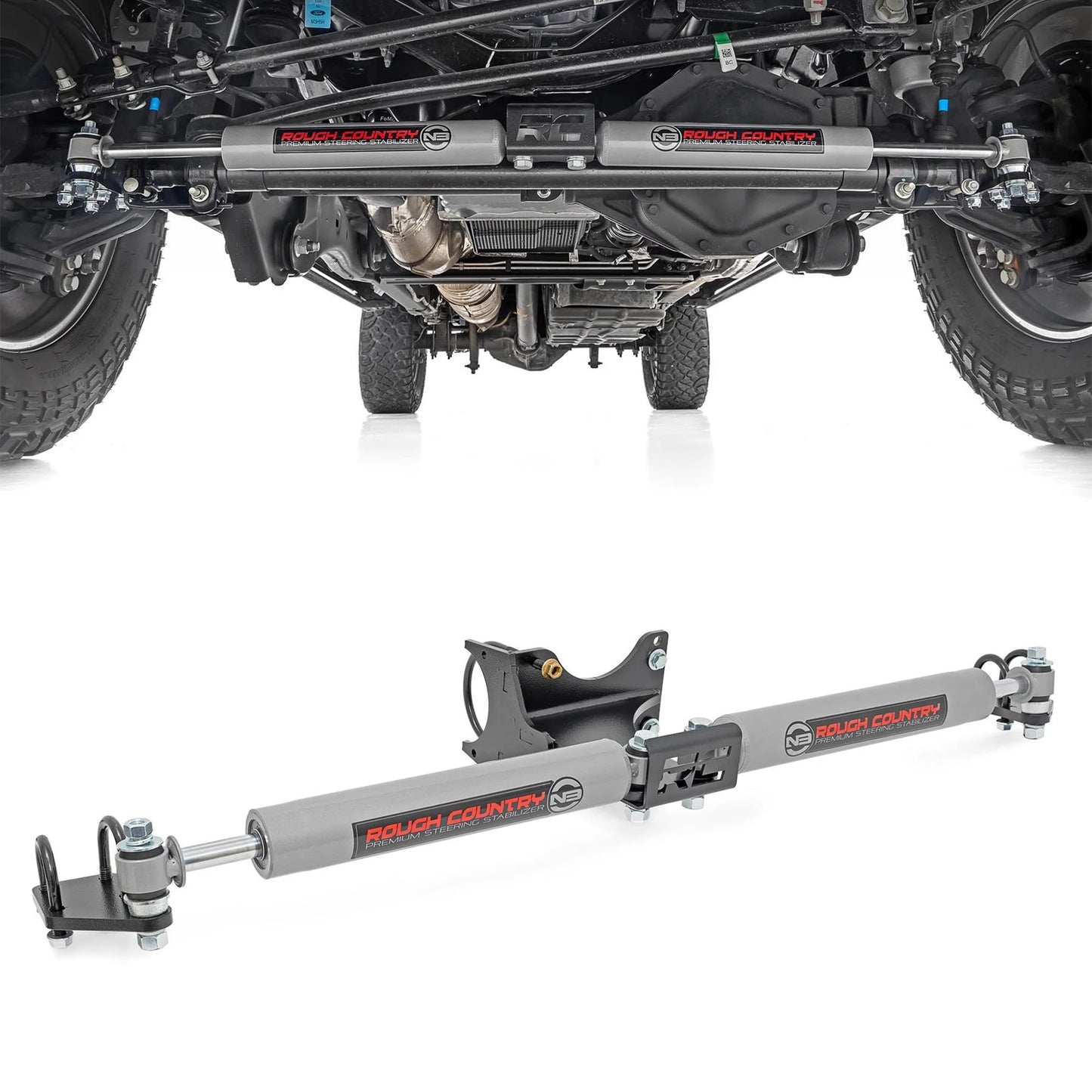 Rough Country Estabilizador de dirección dual N3 para Ford Super Duty 05-24 - 8749130