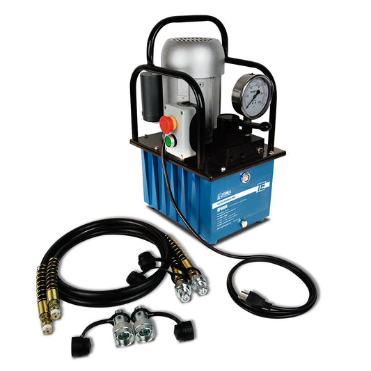 Bomba hidráulica eléctrica de 2 etapas, doble efecto, 110 V, 10 000 PSI, capacidad de 488 in³