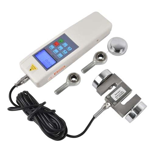 Medidor de fuerza digital de 20KN/4,409.2 lbs/4500LB Dinamómetro de medidor de empuje y tracción con sensor de célula de carga externa, modo pico/pista, salida USB