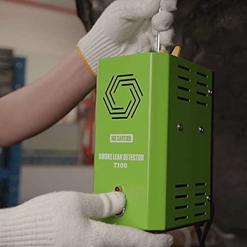 MR CARTOOL T100 Máquina de Humo Automotriz EVAP Detector de Fugas Tester Construido en la Bomba de Aire, Tubo de Vacío de Combustible Probador de Diagnóstico para Todos los Coches, Motos, Camiones Ligeros, Barcos, ATV, Motos de Nieves