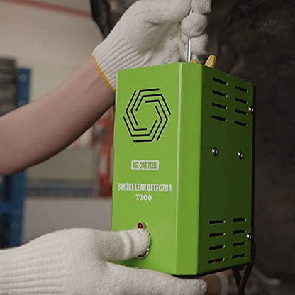 MR CARTOOL T100 Máquina de Humo Automotriz EVAP Detector de Fugas Tester Construido en la Bomba de Aire, Tubo de Vacío de Combustible Probador de Diagnóstico para Todos los Coches, Motos, Camiones Ligeros, Barcos, ATV, Motos de Nieves