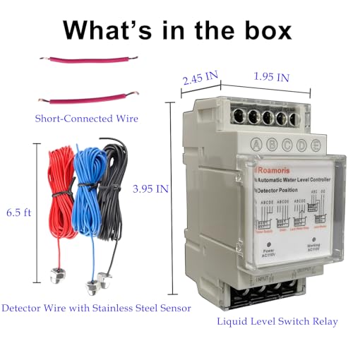 Controlador automático de nivel de agua, sensor de nivel de líquido, relé automático de interruptor de flotador de bomba de 110 V, control de bomba con detector de 6.5 pies, 4 modos NC01