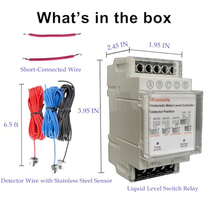 Controlador automático de nivel de agua, sensor de nivel de líquido, relé automático de interruptor de flotador de bomba de 110 V, control de bomba con detector de 6.5 pies, 4 modos NC01