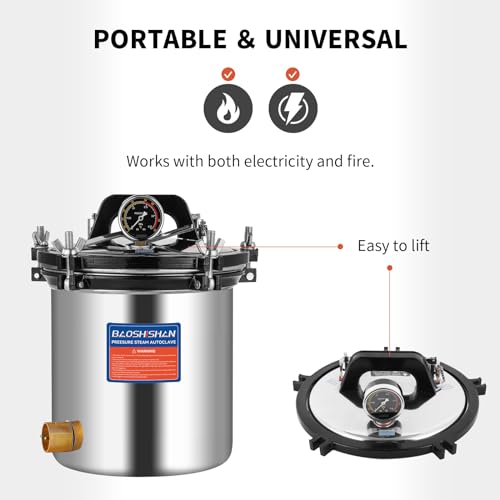 Bote de presión eléctrico de 18 litros de acero inoxidable de 19 cuartos de galón portátil para cultivo de hongos, conservas de tarro de 1.2 KW 110 V