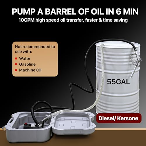 Kit de bomba de transferencia de caja de combustible portátil 10GPM/40LPM (solo para diesel) Heavy Duty Eléctrica autocebante DC 12V abrazaderas de cocodrilo incluye boquilla manual de