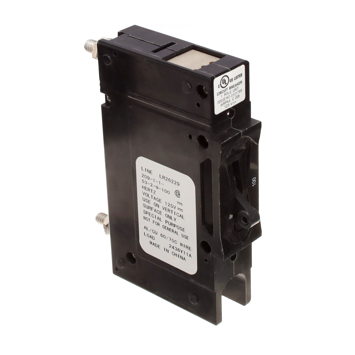 Sensata-Airpax 209-1-1-53-2-9-100 209 Montaje en panel Magnético, (retardo hidráulico) 100A