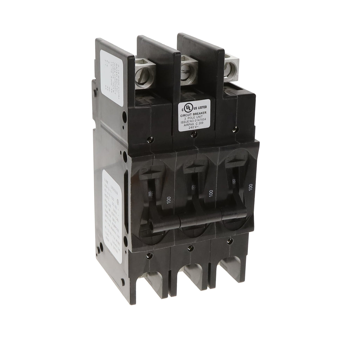 Sensata-Airpax 209-3-1-62-4-2-100 209 Riel DIN Magnético, (retardo hidráulico) 100A