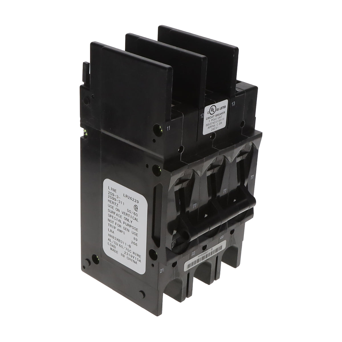 Sensata-Airpax 209-3-2599-311 209 Riel DIN Magnético, (retardo hidráulico) 100A