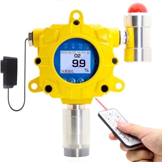 Detector de oxígeno de Forensics | Montaje en pared industrial | Monitoreo continuo | Calibración rastreable NIST de EE. UU. | A prueba de explosiones | Alarmas de sonido y luz | Salida de relé |