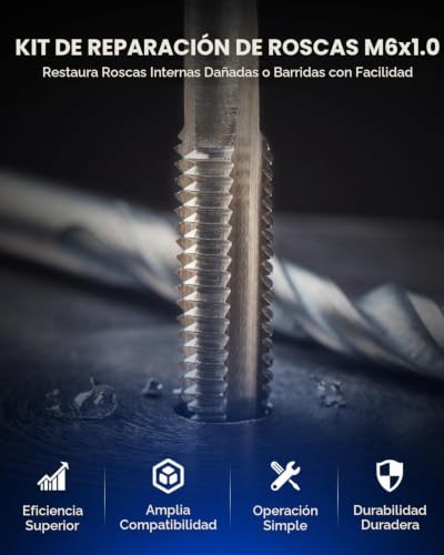 Orion Motor Tech Kit de Reparación de Roscas Helicoil, Herramienta de Reparación de Roscas M6x1.0 con Broca HSS y 30 Inserciones de Rosca, Internas con Estuche de Transporte