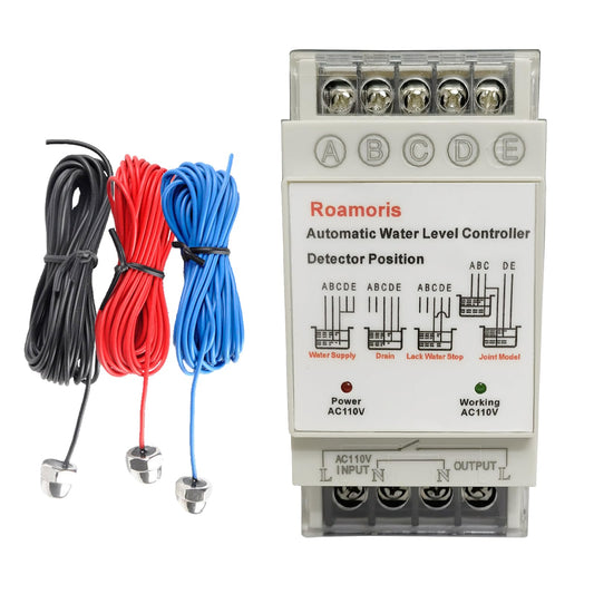 Controlador automático de nivel de agua, sensor de nivel de líquido, relé automático de interruptor de flotador de bomba de 110 V, control de bomba con detector de 6.5 pies, 4 modos NC01
