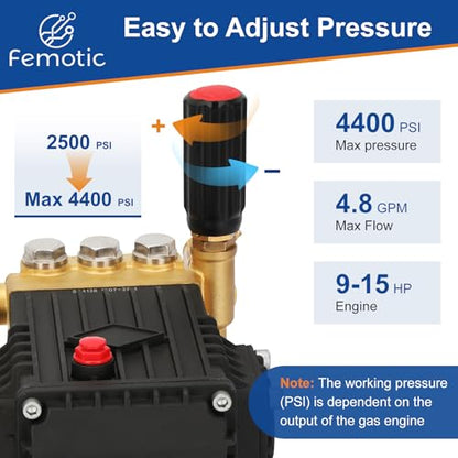 Bomba de lavado a presión eje de 1 pulgada, bomba de lavado a presión 4000 psi, bomba de lavado de potencia 4.8gpm 8-15 HP 22 libras incluyendo lubricante, compatible con Simpson Honda Dewalt