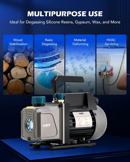 Orion Motor Tech Cámara de vacío de 3 galones con kit de bomba, bomba de vacío de 3.5 cfm y kit de cámara con tapa de vidrio templado manguera de 5 pies, kit de cámara de desgasificación al vacío para