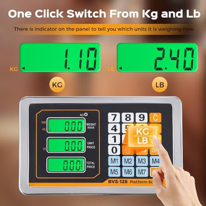 Bonvoisin Báscula de plataforma digital de 660 libras, báscula de piso resistente, báscula de envío postal conmutable KG/LB para pesar paquetes, equipaje, maletas, cajas