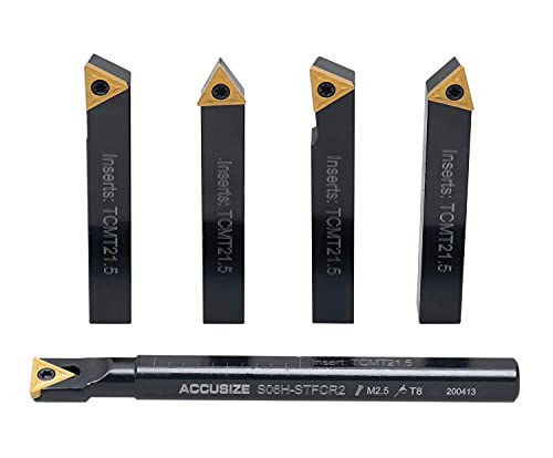Accusize Industrial Tools OXA Juego de postes de herramientas y paquete de inserción TCMT para mini torno