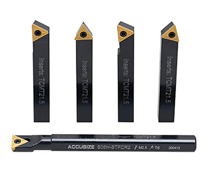 Accusize Industrial Tools OXA Juego de postes de herramientas y paquete de inserción TCMT para mini torno