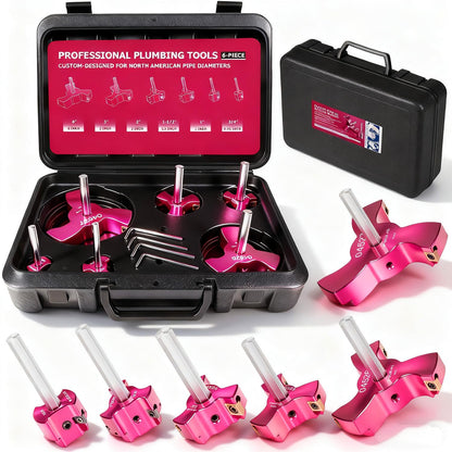 Kit de escariador de tubería de PVC de triple hoja de 6 piezas, herramienta de escariador de montaje de tubería de plástico para fontanería, 3 cuchillas, insertos de PVC para SCH40, ABS, tubería de