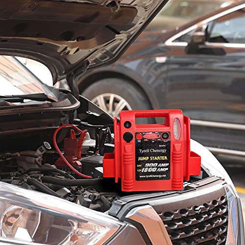 Arrancador de batería 12V/24V de 1800/900 amperios, paquete de refuerzo de batería de camión y cables de puente comerciales, incluye alimentación DC/USB para cargar teléfonos y tabletas, abrazaderas de batería de caja de salto