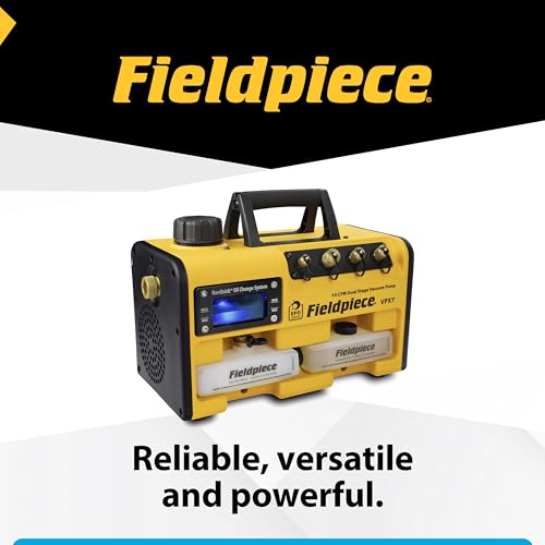 Fieldpiece Bomba de vacío VPX7 – 10 CFM, motor CC ¾ HP, sistema de cambio de aceite RunQuick – Portátil – Herramienta profesional HVAC – Compatible con A2L