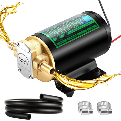 Mxmoonant Bomba de transferencia de aceite de 12 V, bomba extractora de cambio de aceite autocebante de 3.2 GPM, bomba de transferencia de combustible con mangueras para camión marino de queroseno