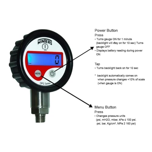 DPG Medidor de presión de neumáticos digital certificado de agua calibrada para vacío hidráulico y medidor de presión HVAC (rango: -14.50 a 362.59 PSI) (-1 a 25 bar) para HVAC, aceite y gases