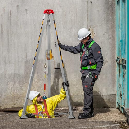VEVOR Kit de trípode para espacios confinados con cabrestante de 1200 libras, trípode de espacio confinado con patas de 7 pies y cable de 98 pies, trípode de rescate de espacio confinado de 33 pies