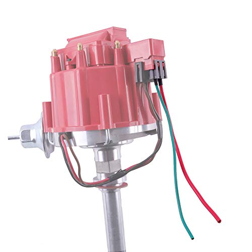 Distribuidor HEI de Rendimiento MAS con Tapa Roja y Kit de Cableado Incluyendo Bobina de 65K Compatible con Chevy 305-454 Chevrolet C10 GMC SBC BBC 350-400 4.3L 5.0L 5.7L 6.6L 7.4L