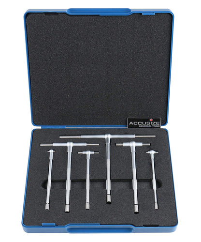 Accusize Industrial Tools Premium 5/16'' - 6", 6ps/Set Juego de medidores telescópicos, acabado en cromo satinado, 3602-5018