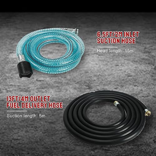 EASYBERG - Bomba de transferencia de combustible eléctrica de aceite diesel de 550 W ~ 110 V, kit de autocebado con medidor de visualización, manguera de 13 pies y kit de boquilla de combustible